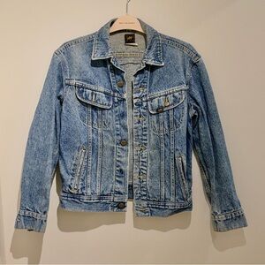 Vintage Lee Acid Wash Denim Trucker Jacket 34R 80s Cotton